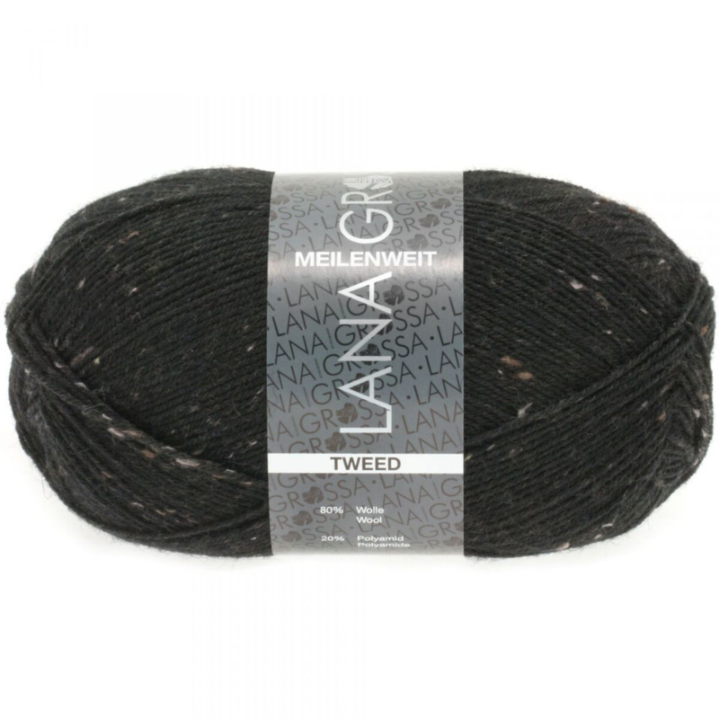 Lana Grossa Meilenweit 100 Tweed 126 Nero