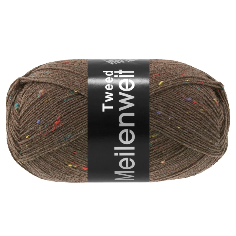Lana Grossa Meilenweit 100 Tweed 184 Marrone scuro
