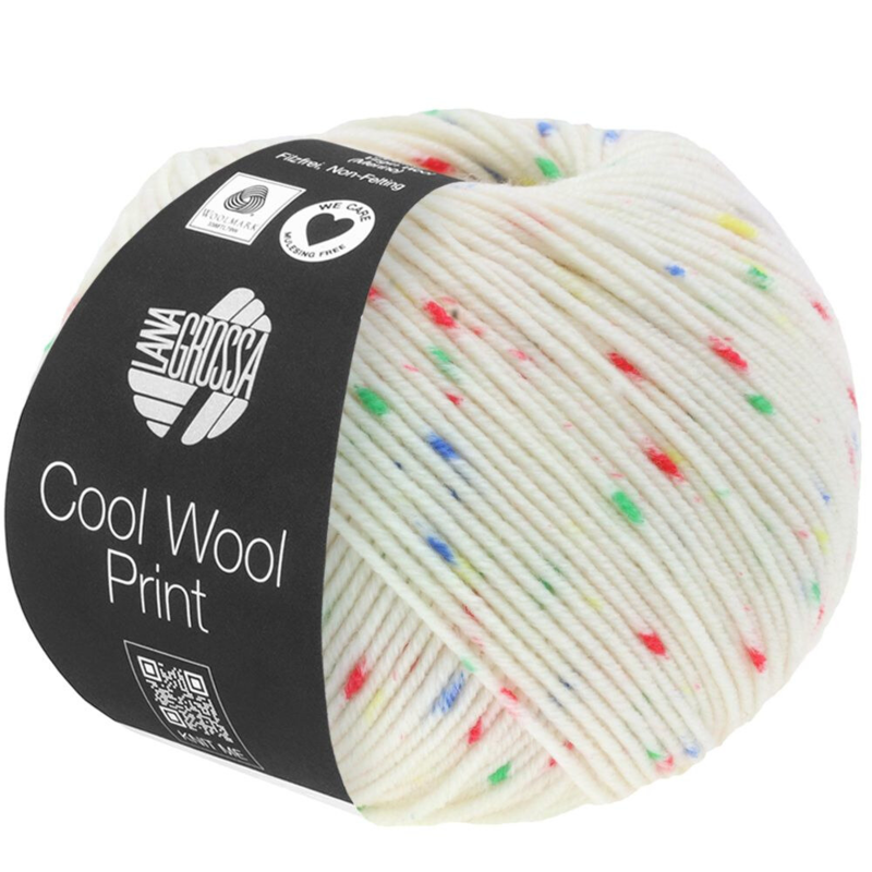 Lana Grossa Cool Wool Print 801 Bianco/Rosso/Verde/Blu/Giallo