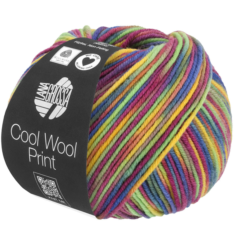 Lana Grossa Cool Wool Print 826 Giallo/Verde reseda/Fucsia/Talpa/Blu/Arancione