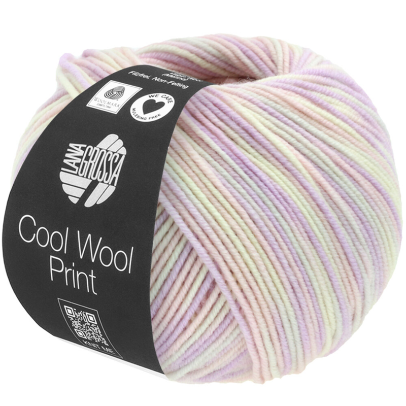 Lana Grossa Cool Wool Print 747 Rosa chiaro/Lilla/Ecru/Grigio chiaro