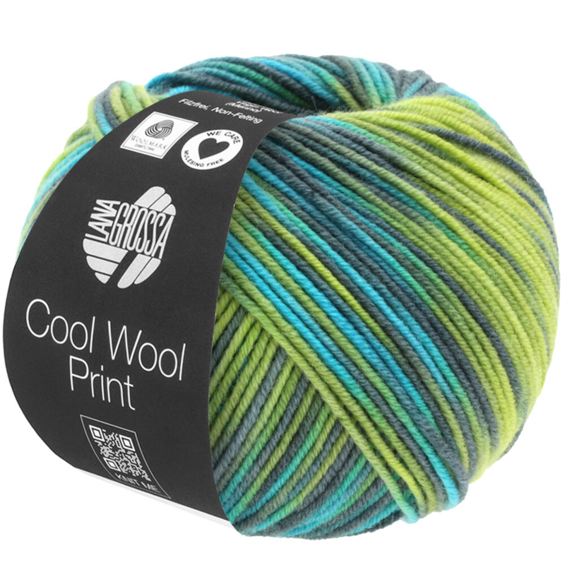 Lana Grossa Cool Wool Print 784 Verde giallastro/Turchese/Verde-grigio/Petrolio