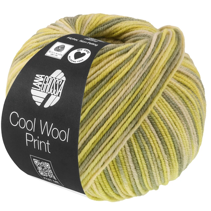 Lana Grossa Cool Wool Print 843 Beige verde/Lime/Verde grigio/Verde reseda