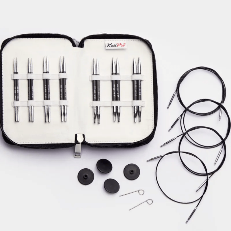 KnitPro Karbonz Special Set di Ferri Circolari Componibili, Midi, 10 cm