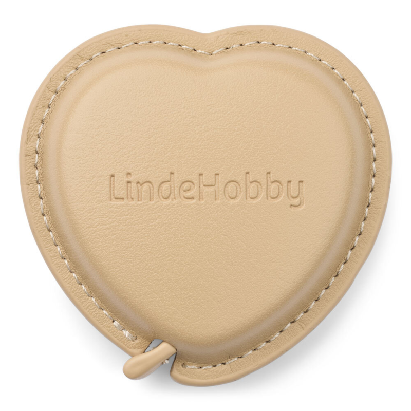 LindeHobby Metro a Nastro Retrattile, PU-Pelle, Cuore, 150 cm Albicocca
