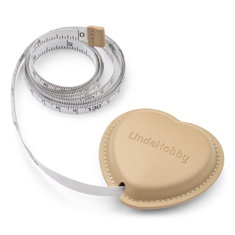 LindeHobby Metro a Nastro Retrattile, PU-Pelle, Cuore, 150 cm Albicocca