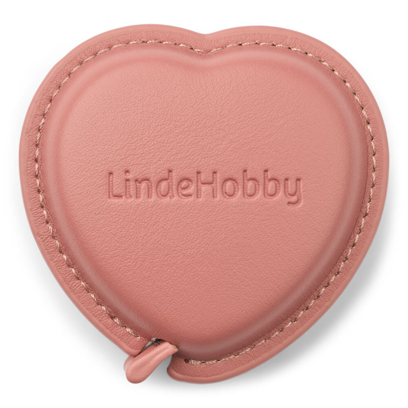 LindeHobby Metro a Nastro Retrattile, PU-Pelle, Cuore, 150 cm Rosa scuro