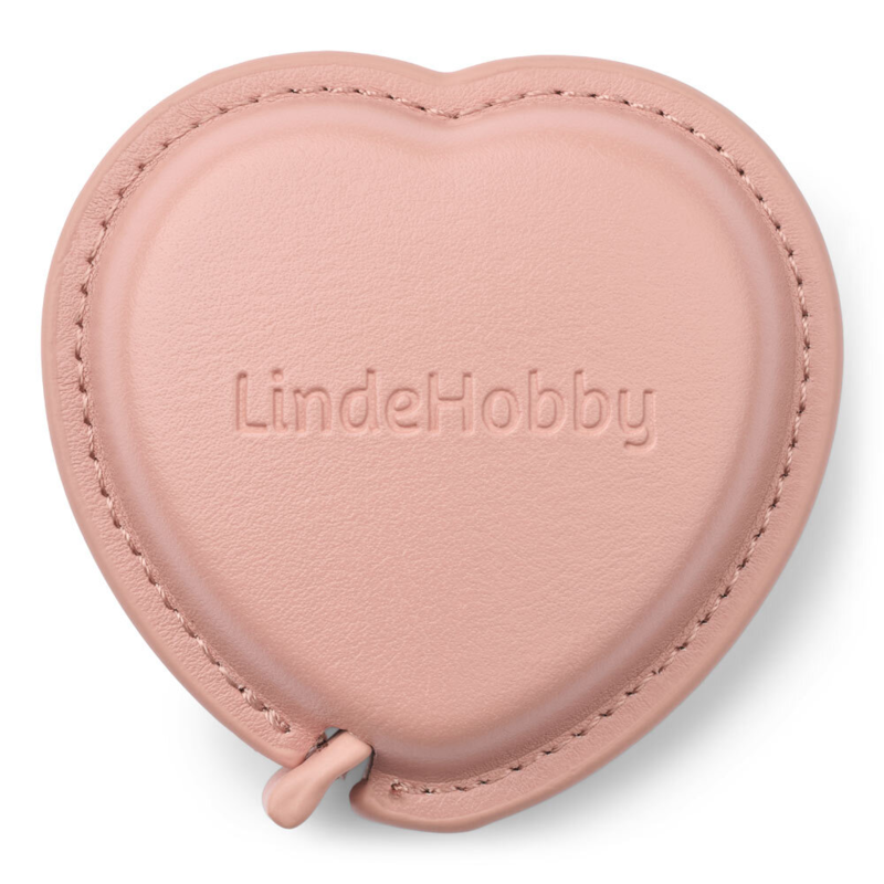 LindeHobby Metro a Nastro Retrattile, PU-Pelle, Cuore, 150 cm Rosa