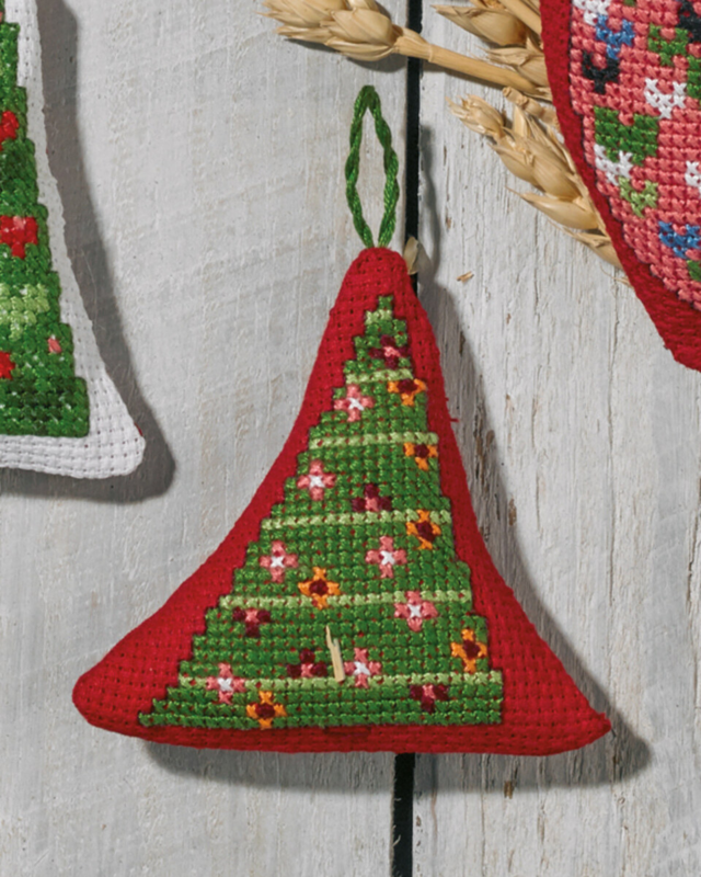Kit da ricamo Ghirlanda albero rosso 7 x 8 cm