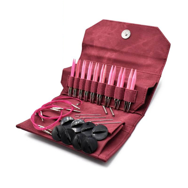 LYKKE Set di Ferri Circolari Componibili Blush, Crimson, 9 cm