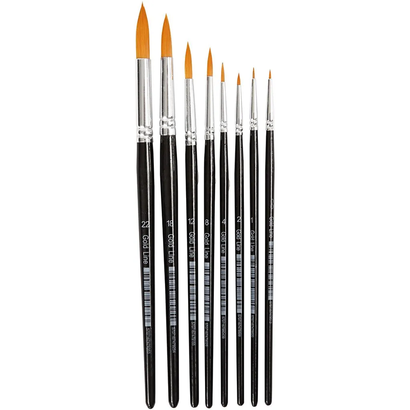 Pennelli Gold Line, Rotondi 1–8 mm, 8 pz