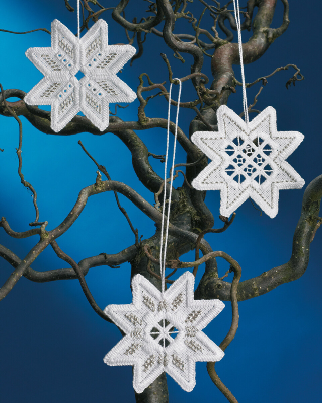 Kit Ricamo Stelle di Natale Confezione da 3 8 x 8 cm