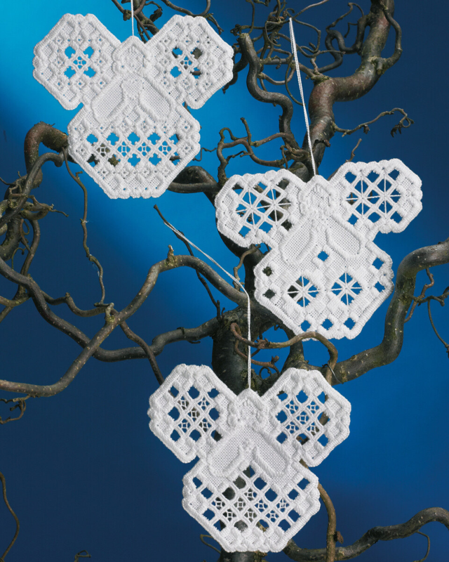 Kit per ricamo Angeli di Natale hardanger 10 x 11 cm