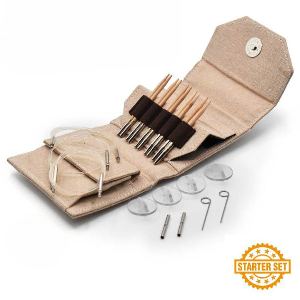 LYKKE Set Ferri Circolari Componibili Naturale, Starter Set, Beige, 9 cm