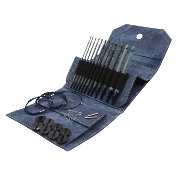 LYKKE Set di Uncinetti Tunisini Intercambiabili Indigo, Blu, 15 cm