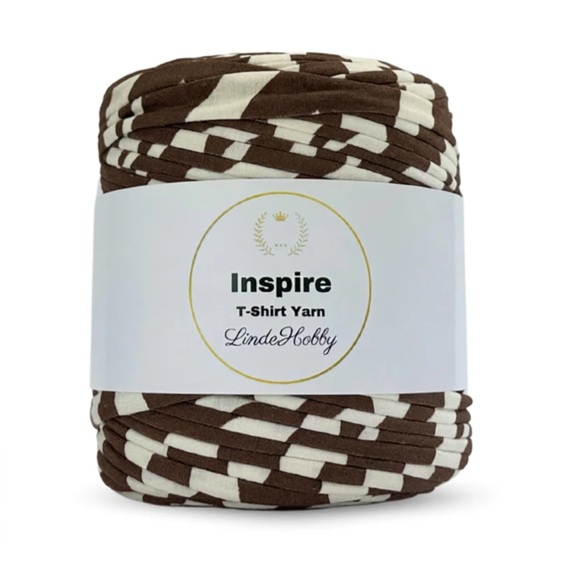 LindeHobby Inspire Print 50 Bianco grezzo con larghe righe marrone scuro