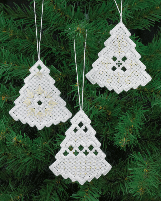 Kit di ricamo Hardanger albero di Natale x 3 7,5 x 8 cm