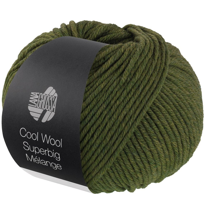Lana Grossa Cool Wool Superbig 212 Verde oliva melangiato