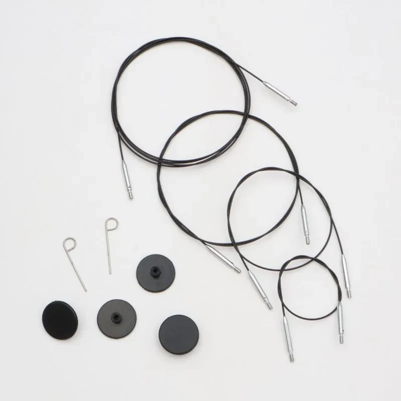 KnitPro Thin & Flex Cavo, Nero Argento Swivel, 40–150 cm