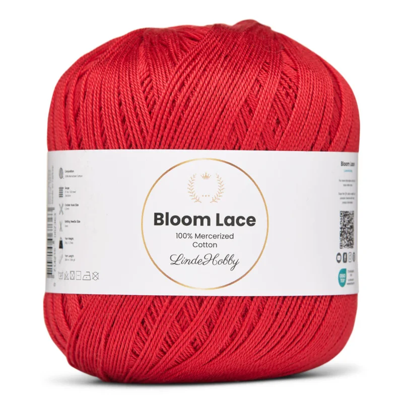 LindeHobby Bloom Lace Mercerized Cotton 25 Rosso