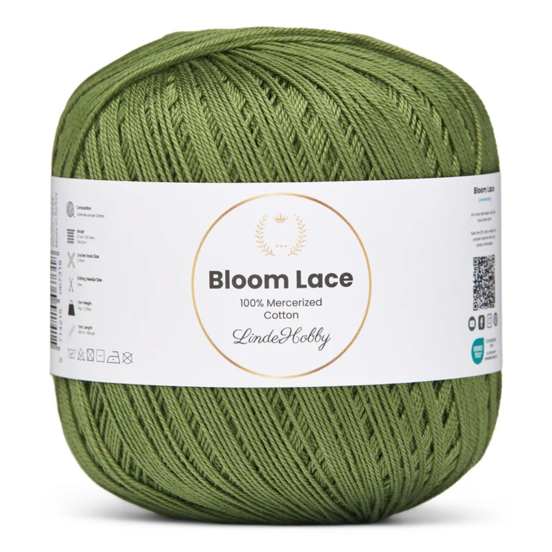 LindeHobby Bloom Lace Mercerized Cotton 20 Verde oliva