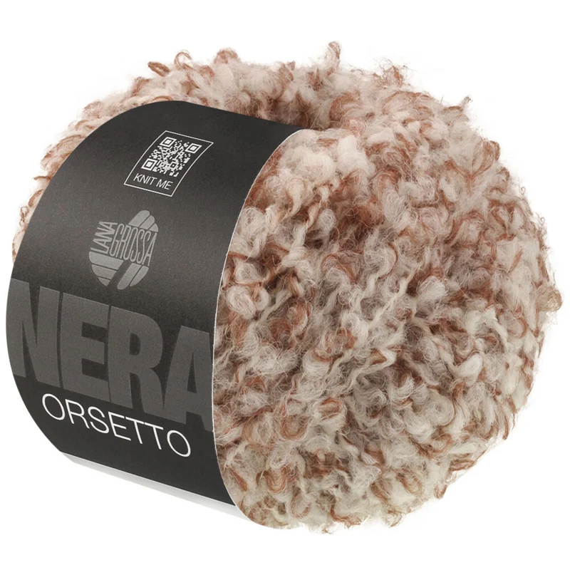 Lana Grossa Orsetto 104 Marrone/Bianco grezzo