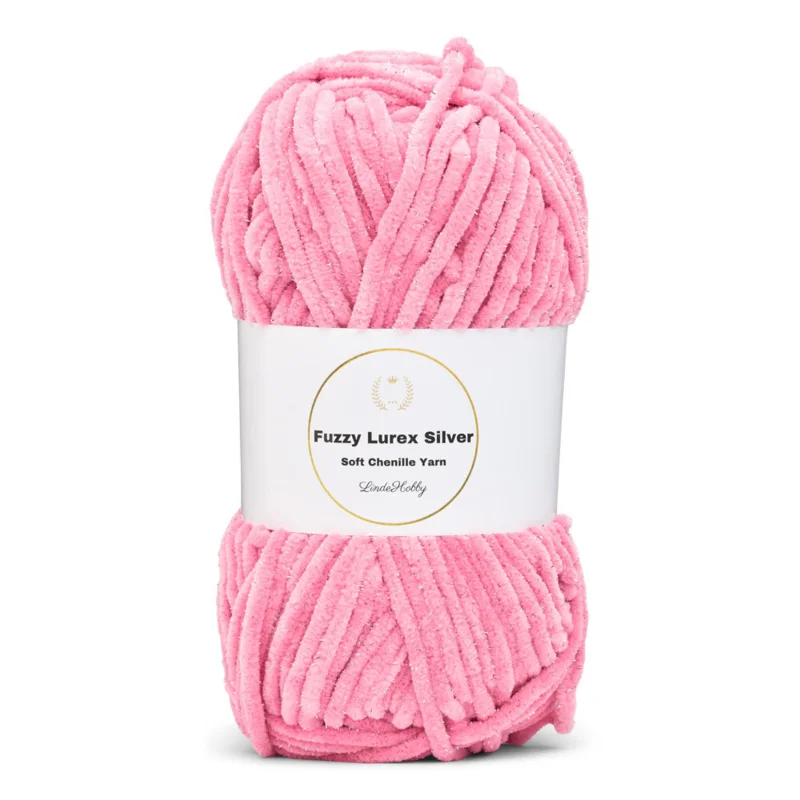 LindeHobby Fuzzy Chenille Silver Lurex 14 Rosa scuro