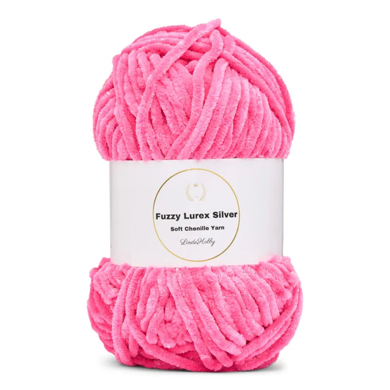 LindeHobby Fuzzy Chenille Silver Lurex 21 Rosa zucchero scuro