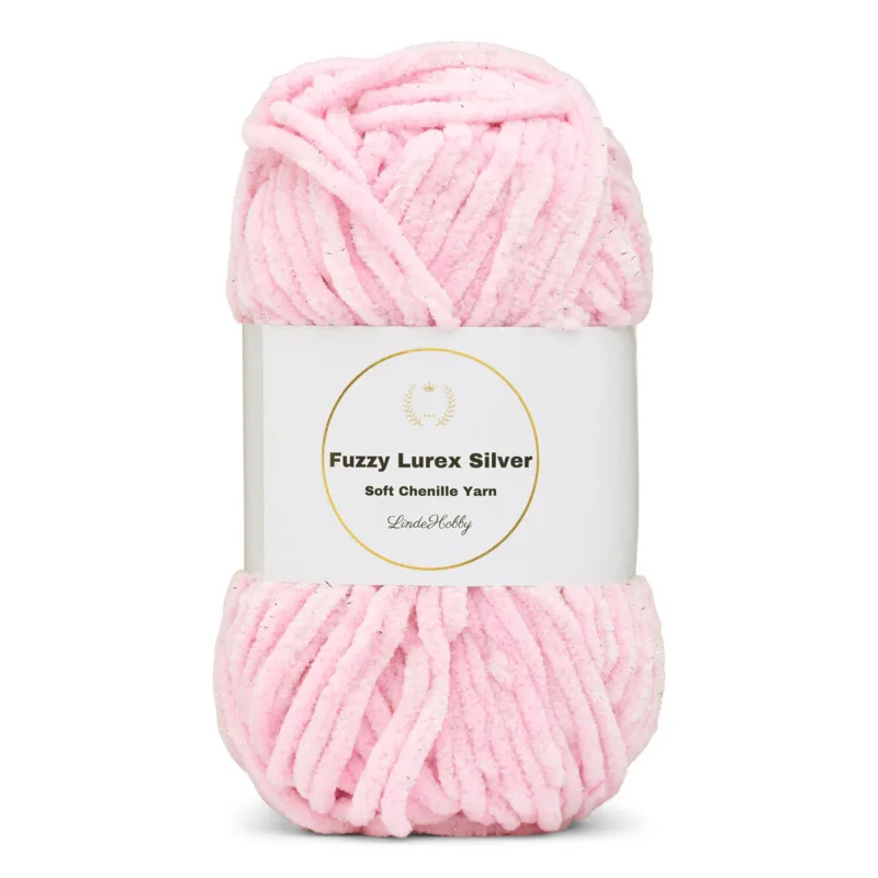 LindeHobby Fuzzy Chenille Silver Lurex 04 Rosa baby (chiaro)