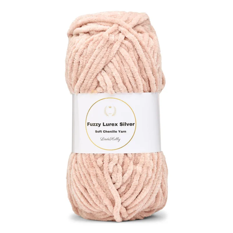 LindeHobby Fuzzy Chenille Silver Lurex 24 Beige rosato