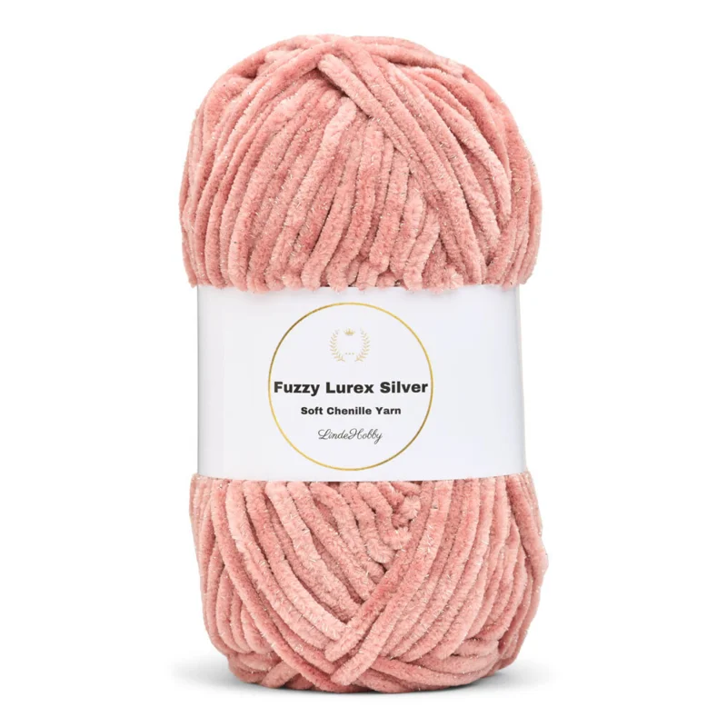 LindeHobby Fuzzy Chenille Silver Lurex 39 Cipria