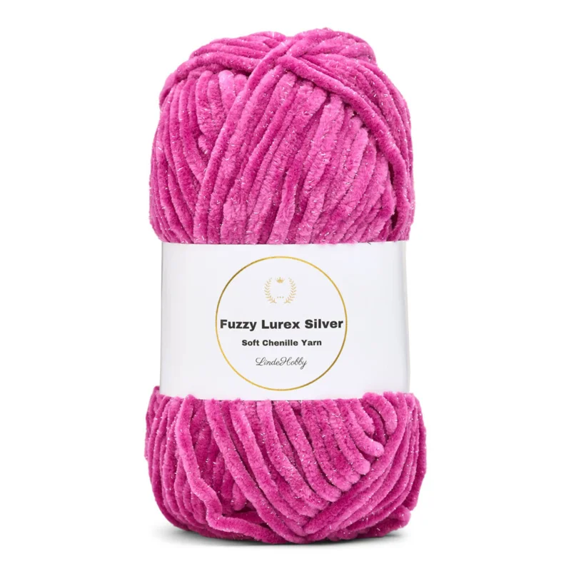 LindeHobby Fuzzy Chenille Silver Lurex 44 Fucsia chiaro