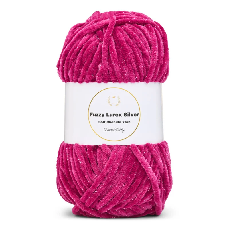 LindeHobby Fuzzy Chenille Silver Lurex 45 Fucsia scuro