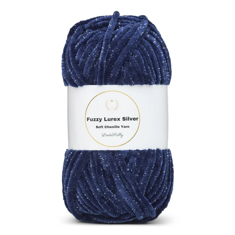 LindeHobby Fuzzy Chenille Silver Lurex 17 Blu navy