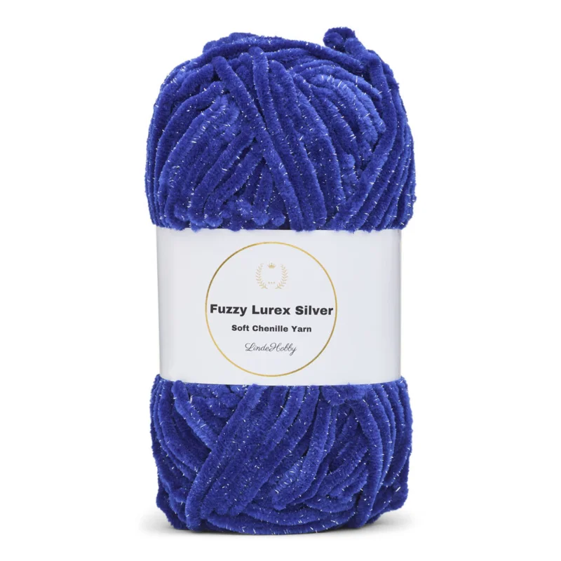 LindeHobby Fuzzy Chenille Silver Lurex 26 Blu sassofono