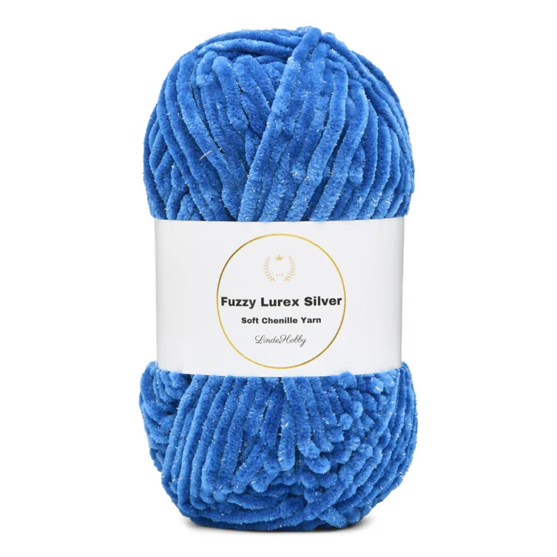 LindeHobby Fuzzy Chenille Silver Lurex 36 Blu