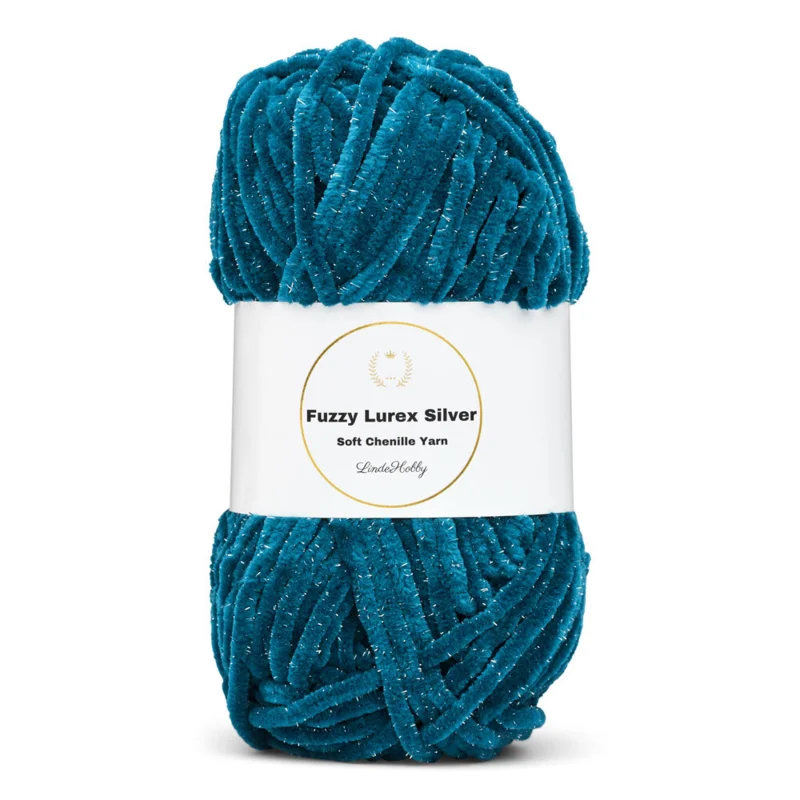LindeHobby Fuzzy Chenille Silver Lurex 18 Verde petrolio
