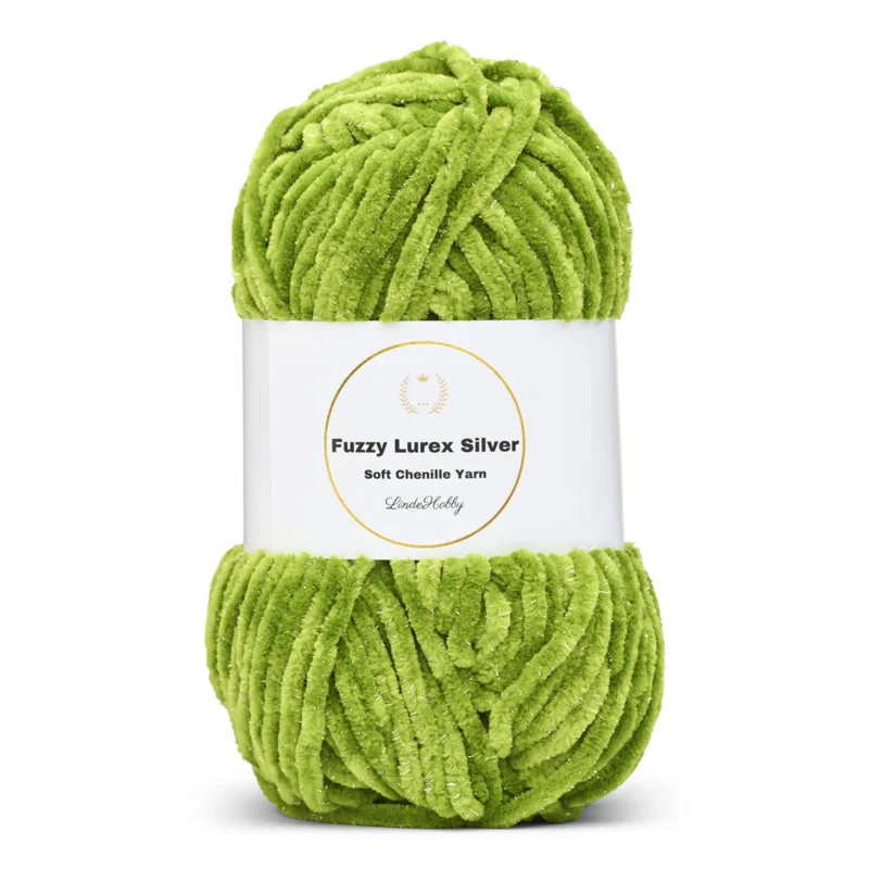 LindeHobby Fuzzy Chenille Silver Lurex 32 Verde prato