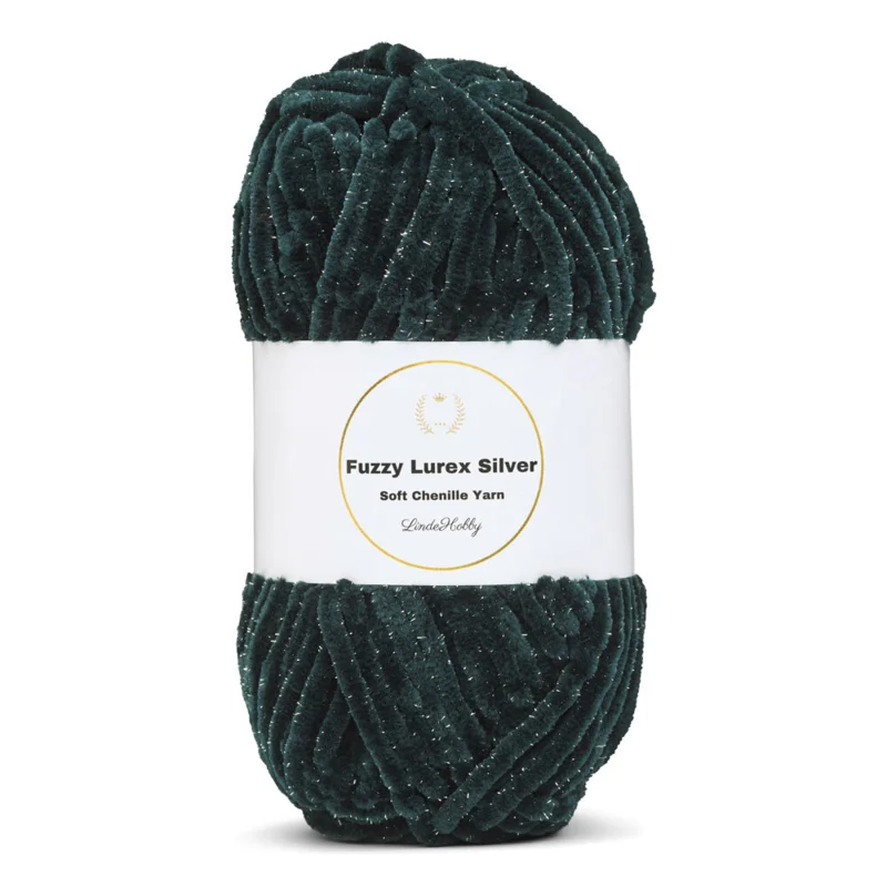 LindeHobby Fuzzy Chenille Silver Lurex 19 Verde scuro nefelina
