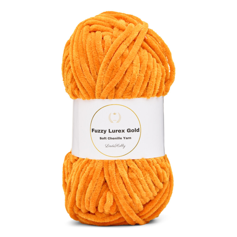 LindeHobby Fuzzy Chenille Gold Lurex 37 Arancione