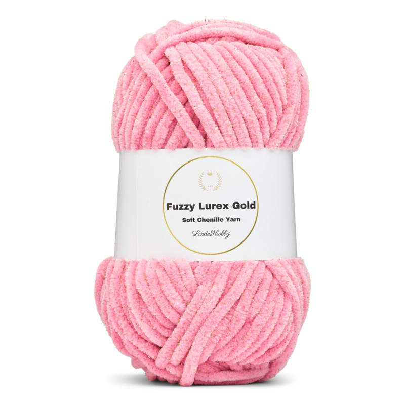 LindeHobby Fuzzy Chenille Gold Lurex 14 Rosa scuro