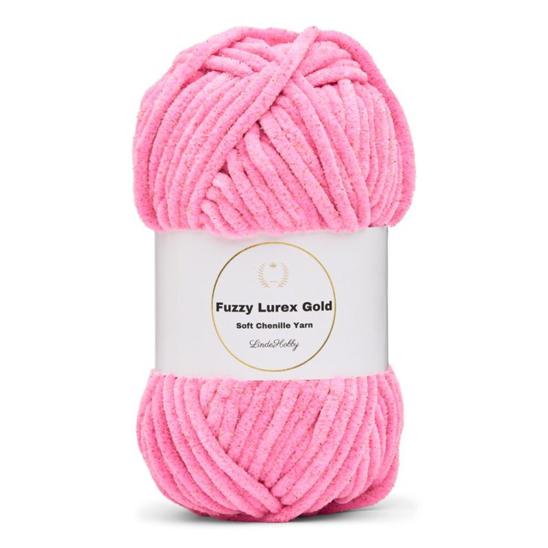 LindeHobby Fuzzy Chenille Gold Lurex 48 Rosa neon chiaro