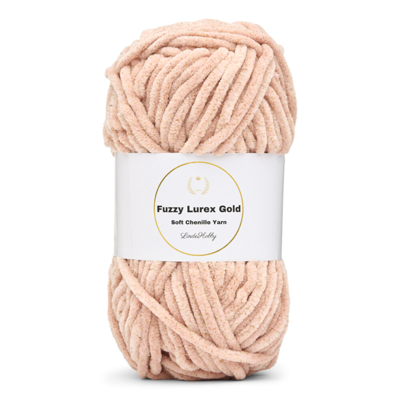 LindeHobby Fuzzy Chenille Gold Lurex 24 Beige rosato