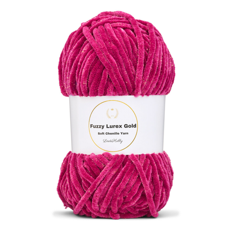 LindeHobby Fuzzy Chenille Gold Lurex 45 Fucsia scuro