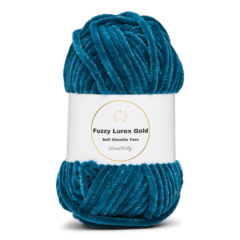 LindeHobby Fuzzy Chenille Gold Lurex 18 Verde petrolio