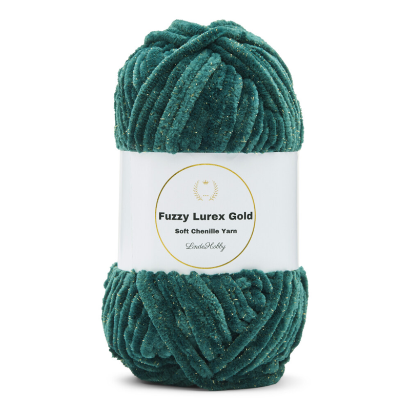 LindeHobby Fuzzy Chenille Gold Lurex 46 Verde anatra