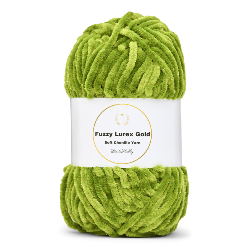 LindeHobby Fuzzy Chenille Gold Lurex 32 Verde erba