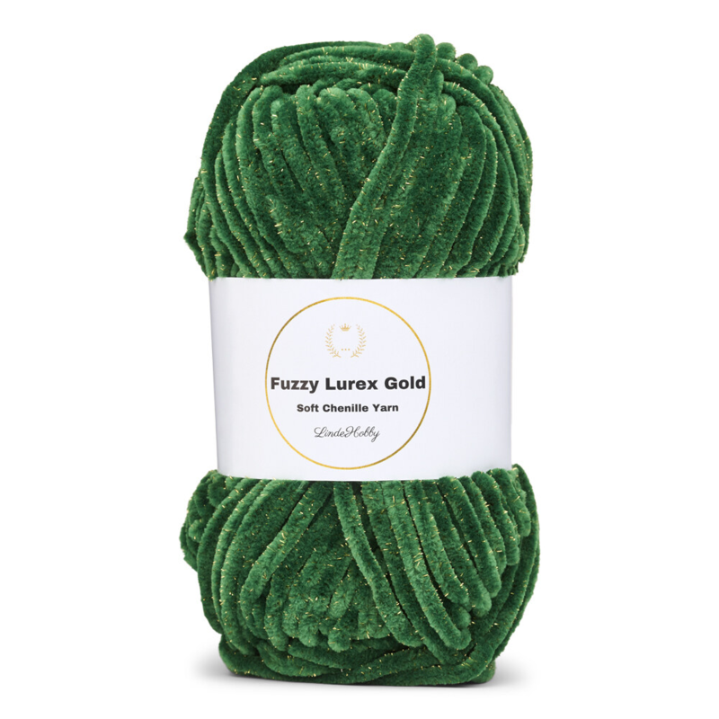LindeHobby Fuzzy Chenille Gold Lurex 38 Verde