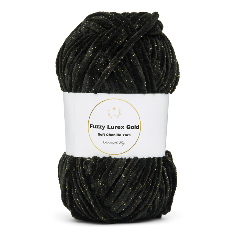 LindeHobby Fuzzy Chenille Gold Lurex 02 Nero