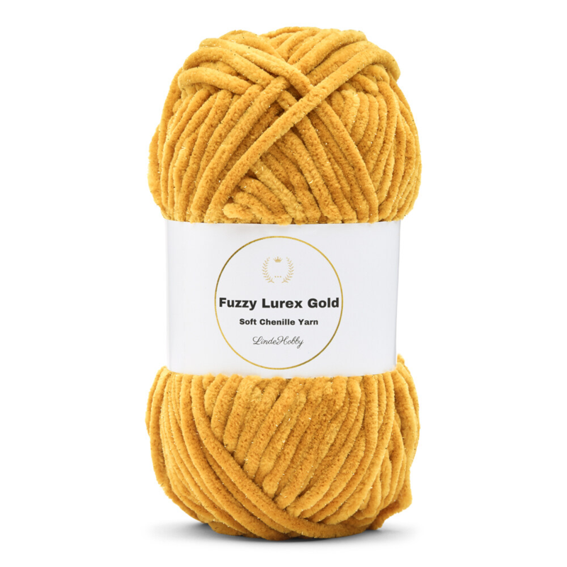 LindeHobby Fuzzy Chenille Gold Lurex 16 Senape